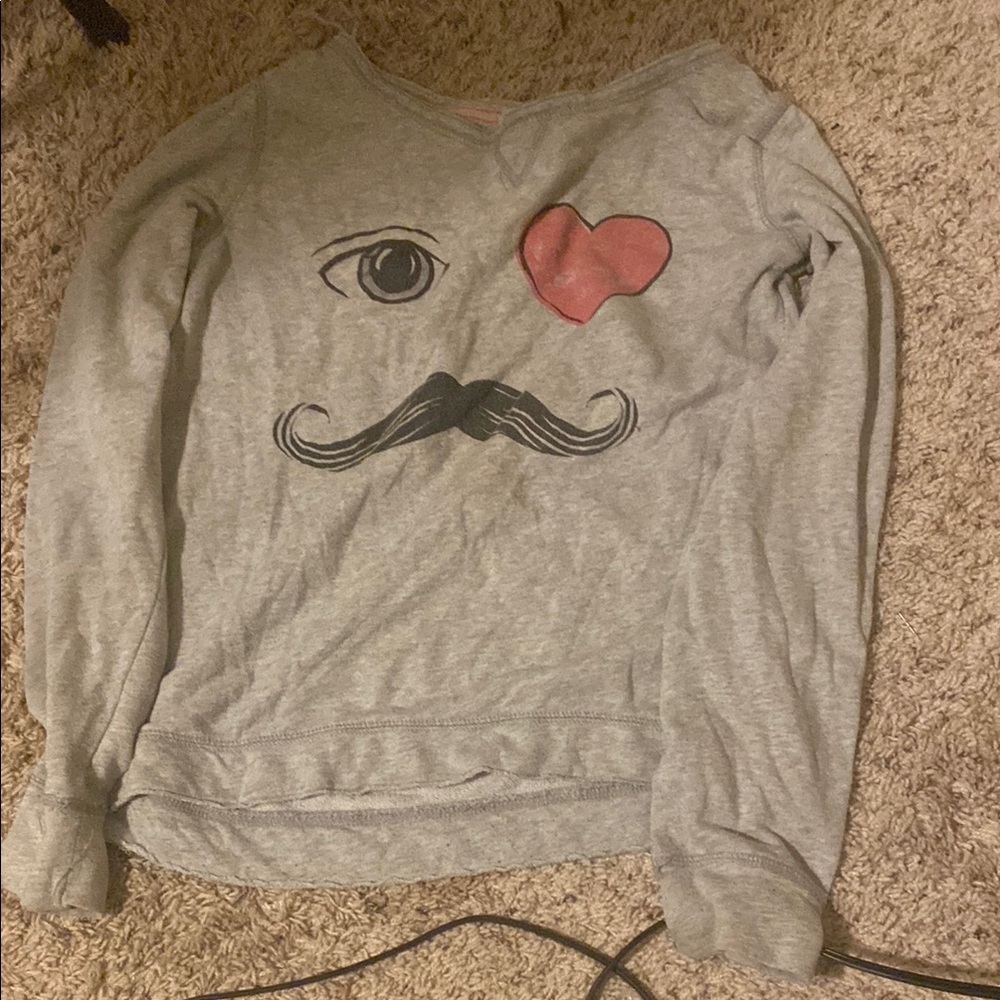 Aeropostale Gray Sweatshirt with Eye and Heart Design